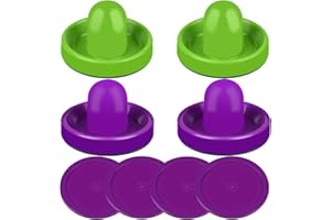 ONE250 Air Hockey Pushers and Red Air Hockey Pucks, Goal Handles Paddles Replacement Accessories for Game Tables (4 Striker, 4 Puck Pack)