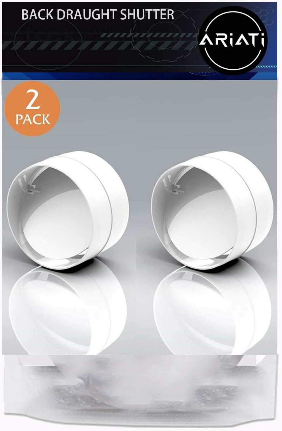 Ariati UK 2 x Pack Connector with Backdraught Shutter 100mm - 4-inch Non-Return Valve Damper Flap to Connect Duct Pipe or Flexible Ducting Hose Backdraft Stopper