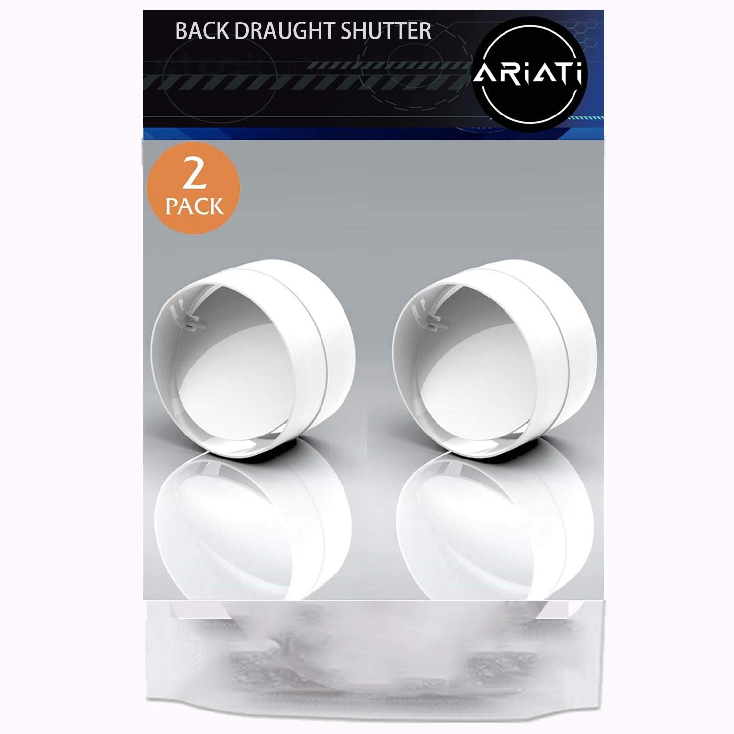 Ariati UK 2 x Pack Connector with Backdraught Shutter Flap 100mm - 4-inch Non-Return Valve Damper Flap to Connect Duct Pipe or Flexible Ducting Hose Backdraft Stopper