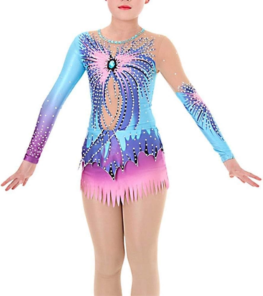 PATNICK Customized Rhythmic Gymnastics Leotard Performance Clothing Children Adult Gymnastics Suit Show Competition Figure Skating Dress,Multi-colored-Child6