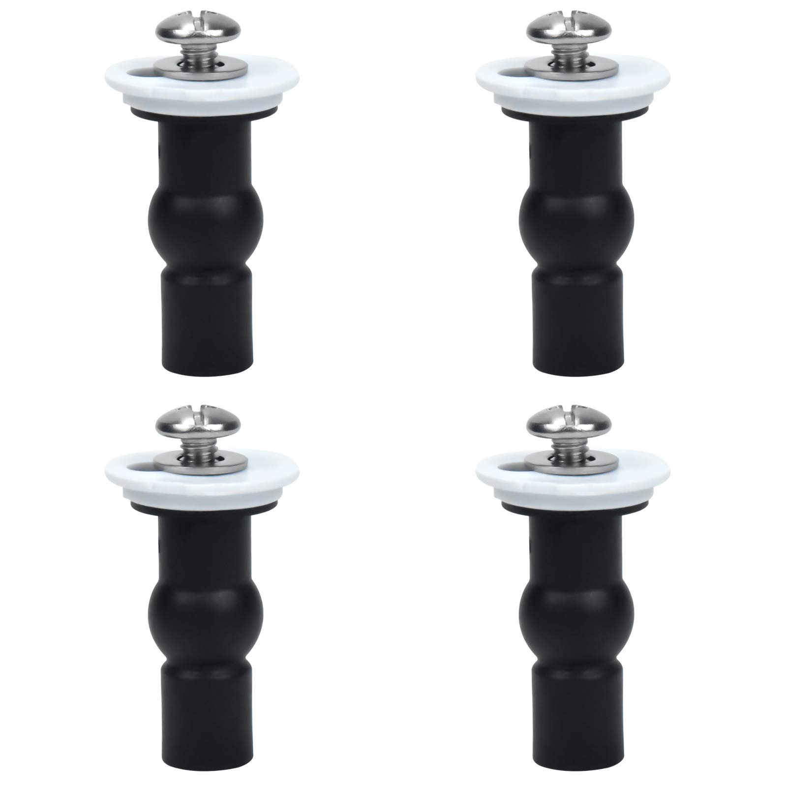 Skyzone 4 Pack Toilet Seat Hinges Screws Toilet Seat Fittings Blind Hole Fixings Expanding Rubber Top Nuts Screws with 4 Pieces Plastic Washers