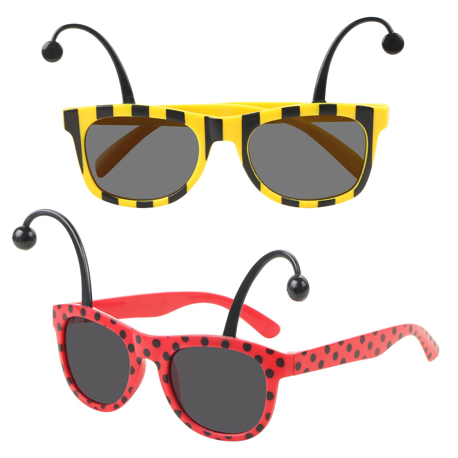 UHOMENY 2pcs Honeybee Glasses Bee Sunglasses Bug Glasses Party Glasses with Cute Black Tentacles Yellow Red Animal Glasses Set for Bee Costume Party Decoration