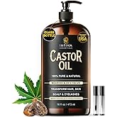 INFINA ESSENTIALS Pure Cold Pressed Castor Oil - Hexane Free, Glass Bottle for Hair Growth, Face, Scalp, Skin & Eyelashes - Nourishing and Moisturizing - 16 fl oz