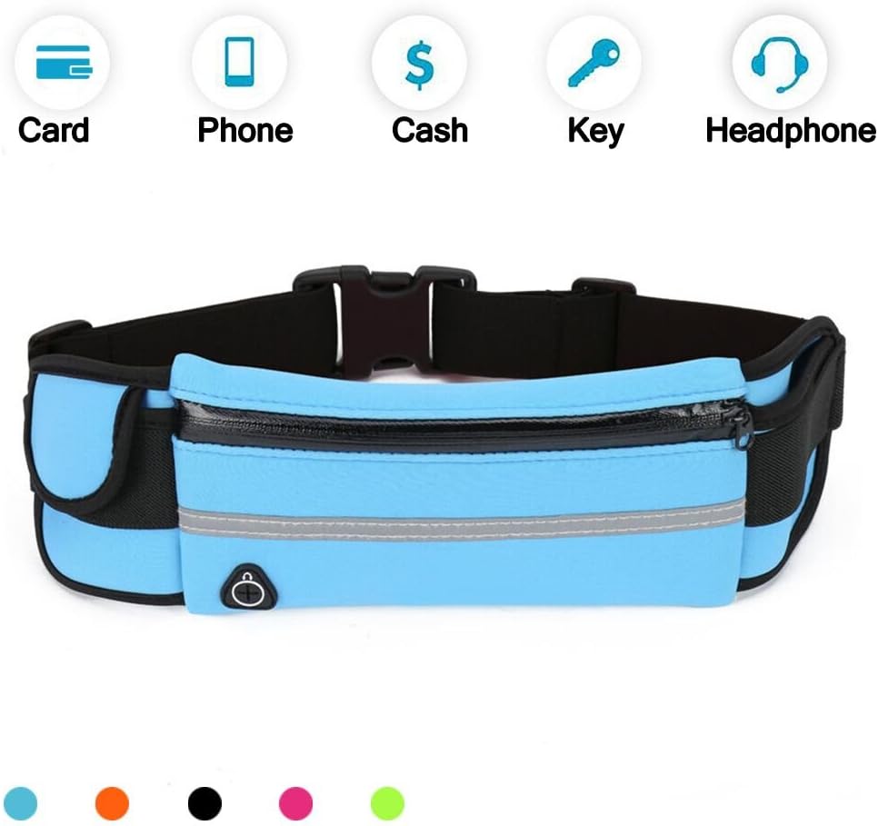 Running Belt Waist Pack, Water Resistant Waist Bag, Sports Fanny Pack with Adjustable Belt for Phone Men Women Running Hiking Cycling Travel Workout.