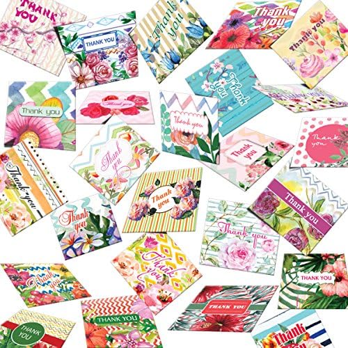 Hatinkaart - Thank You Card - 3.46" x 3.07" - Set of 40 Different Double-Sided Designs - without envelopes - Type Ultra