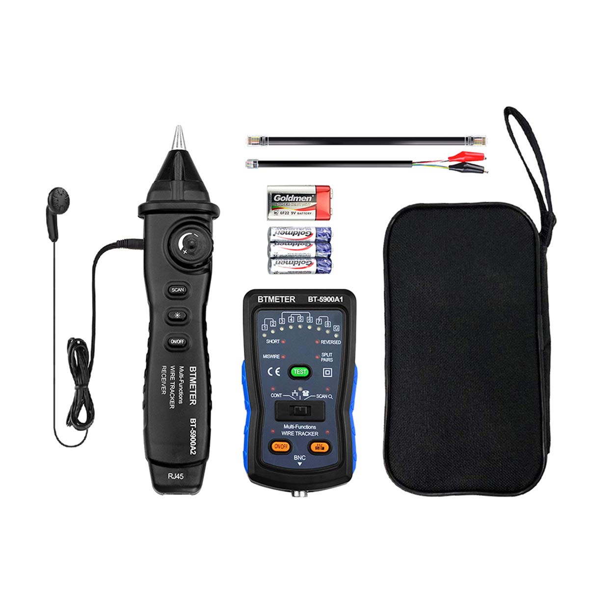Wire Tracker Tone Generator - BTMETER BT-5900A Cable Finder for RJ11 RJ45 Ethernet LAN Network Cable Telephone Line Tester Toner Probe Kit , Continuity Checker