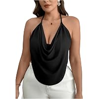 RoseSeek Women's Backless Halter Neck Crop Top - Sleeveless Slim Fit Party Top With Ruched Detail - View #10