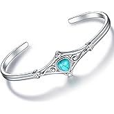 DOLIOX Genuine Turquoise Bracelet, Sterling Silver Boho Adjustable Bangle Cuff Native American Vintage Jewelry for Women, Fit for 6.5 7 7.5 Inches