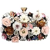 Gets PU Leather Purses and Handbags for Women Floral Beaded Clutch Purse for Wedding Clear Crossbody Bag