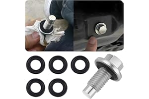 FIGPADE M12*1.75 Oil Drain Plug with 5PCS Oil Drain Plug Gasket OEM#EJ7Z-6730-A,Iron Zinc-Coated Oil Pan Drain Plug Compatible with GMC Chevrolet Ford,Essential Oil Plug Bolt Car Accessories (M12*1.75)