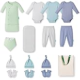 PurComfy Bamboo Newborn Clothes Gift Set: 14-Piece SuperSoft Layette & Accessories Set for Baby Boys — Daily Essentials Set