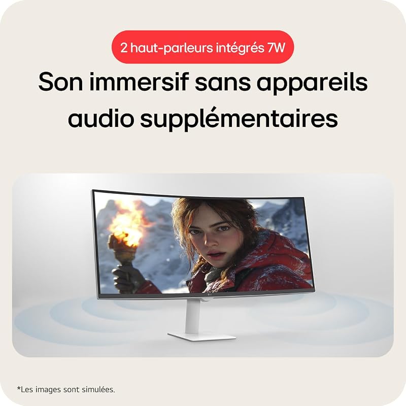 Smart Monitor 34U601SA-W 34 Pouces incurvé - Dalle VA résolution QHD (3440 x 1440), 5ms GtG 100Hz, HDR 10, sRGB 99% (CIE1931), inclinable