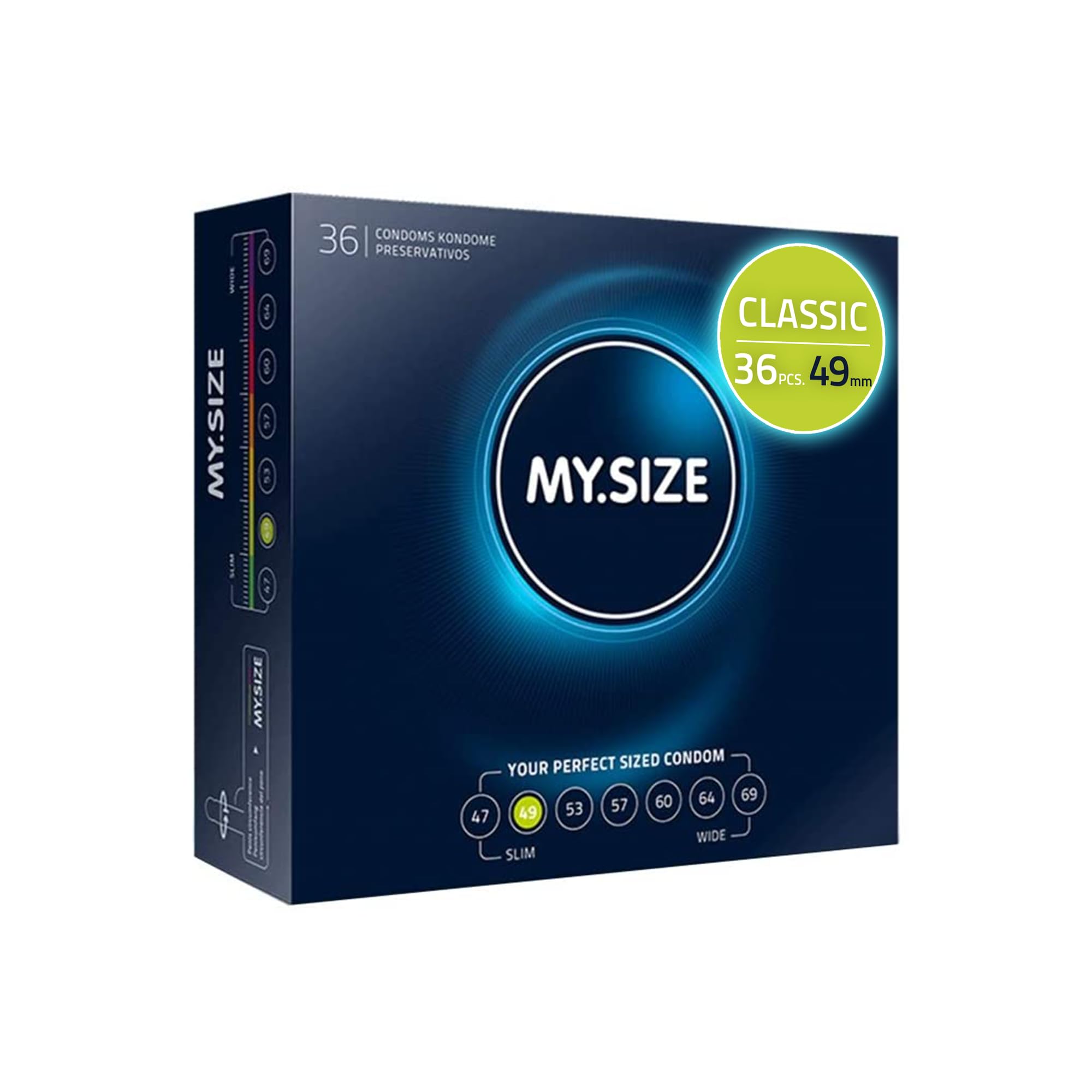 MY.SIZE Condom 49mm, Tight Fit, 36 Pieces - Perfect fit and a Suitable Size for Everyone