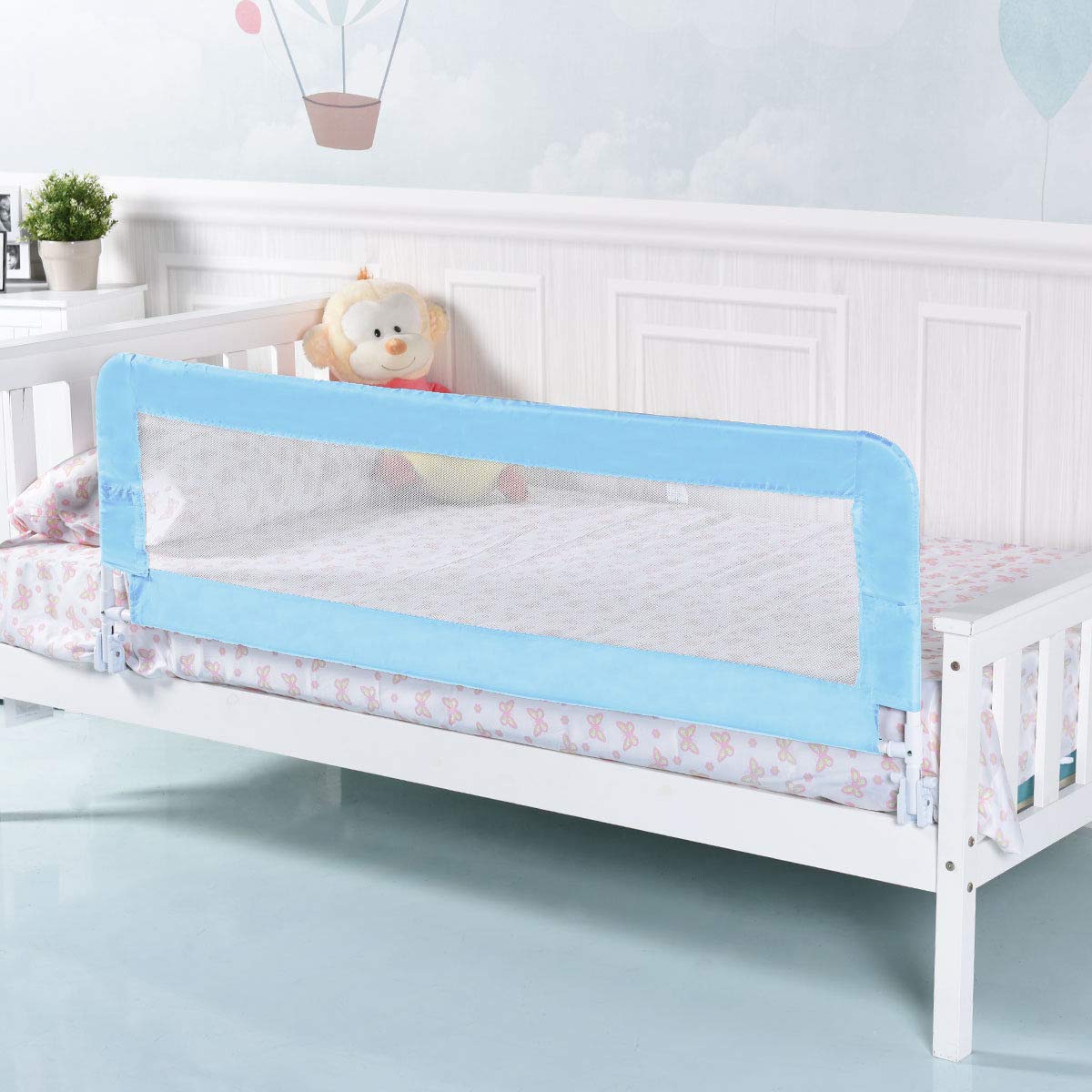 Safety Equipment DW BI Portable foldable Bed rail Bed Guard Protection Safety Infant Child Brown
