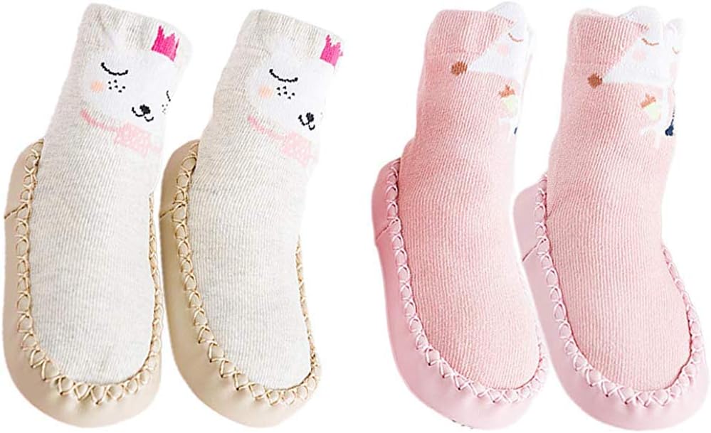 YUHUAWYH Baby Boys Girls Warm Anti Slip Shoes Socks Toddler First Walker Shoes Slipper Socks for Age 0-6 Months to 4-5 Years