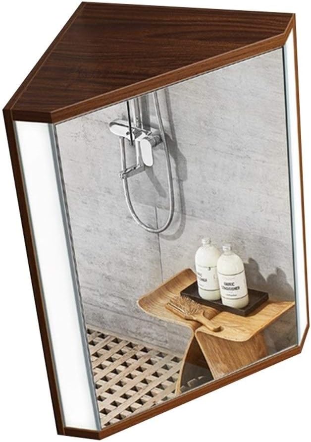Medicine Cabinets Bathroom Mirror Cabinet Triangular Wall Mounted Vanity Mirror Medicine Cabinet Corner Wooden Wall Cabinet With Mirror Color Brown Size 47 60 33cm Amazon Ca Home Kitchen