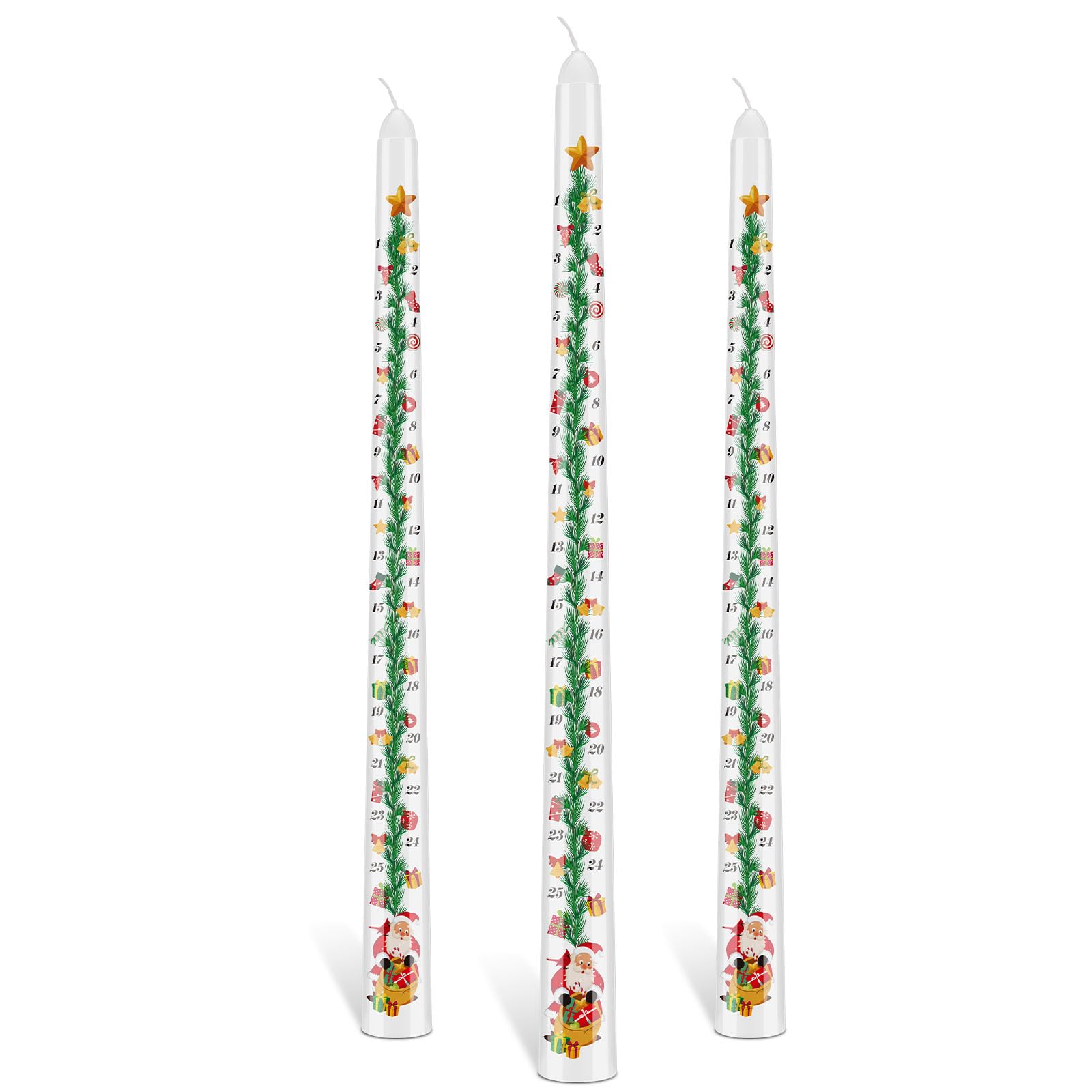 Photo 1 of Jutom 3 Pcs Christmas Advent Candle Countdown Calendar Candle Christmas Advent Calendar 12 Inch(Star)