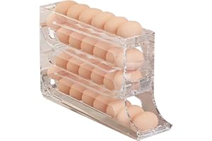 Auto Rolling 4 Tiers Egg Holder for Fridge Space-Saving Dispenser Large Capacity Container Organizer Refrigerator