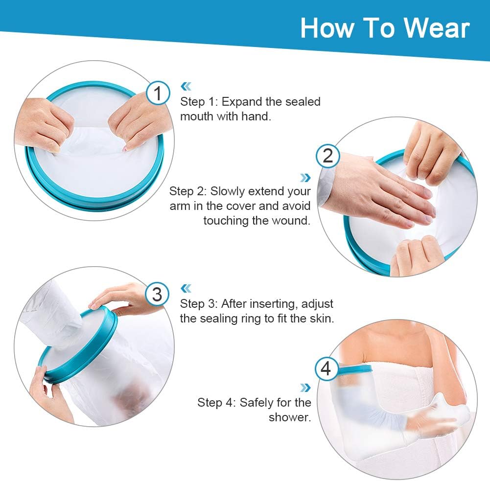 Cast Covers for Shower Arm, Adult Waterproof Full Arm Cast Protector for Wrap Broken Hand Injury, Wrist Wounds, Fingers Surgery, Bandage When Bathing Keep Dry with PVC Material (23.6 Inches): Health & Personal Care