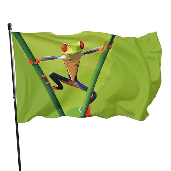DJNGN Bandera de Moda de Rana arbórea, 3 x 5 pies, Banderas para jardín
