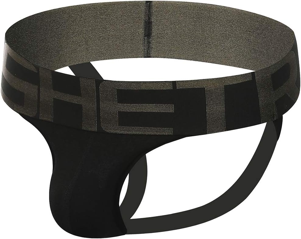 Mens Jockstrap with Super Wide Band, Basic Cotton Breathable Athletic Supporters for Men