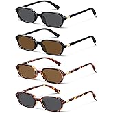 KUGUAOK 4PACK Retro Rectangular Sunglasses for Women Trendy Small 90s y2k Square Sun Glasses UV Protection Travel Goggles