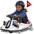 VPQS 24V Electric Drifting Go Kart for Adults and Kids Ride on Electric Vehicles Car Age 3+ 80kg Load Capacity Crazy Drifting Carts in Situ Rotate 360°Gokart Metal Anti-Collision Frame(White Pink)