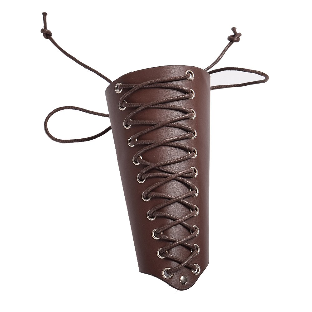 BLESSUME Steampunk Renaissance Wide Cuff Bracelet Knights Templar Lace Up Wristband (Brown)(Size: One Size)