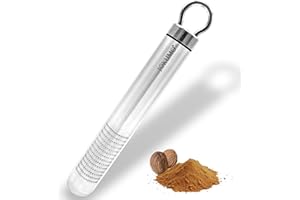 JOKUMO Nutmeg Grater with Silicone Brush & Storage - 18/10 Stainless Steel, Compact Spice & Nut Grinder Tool for Fresh Nutmeg