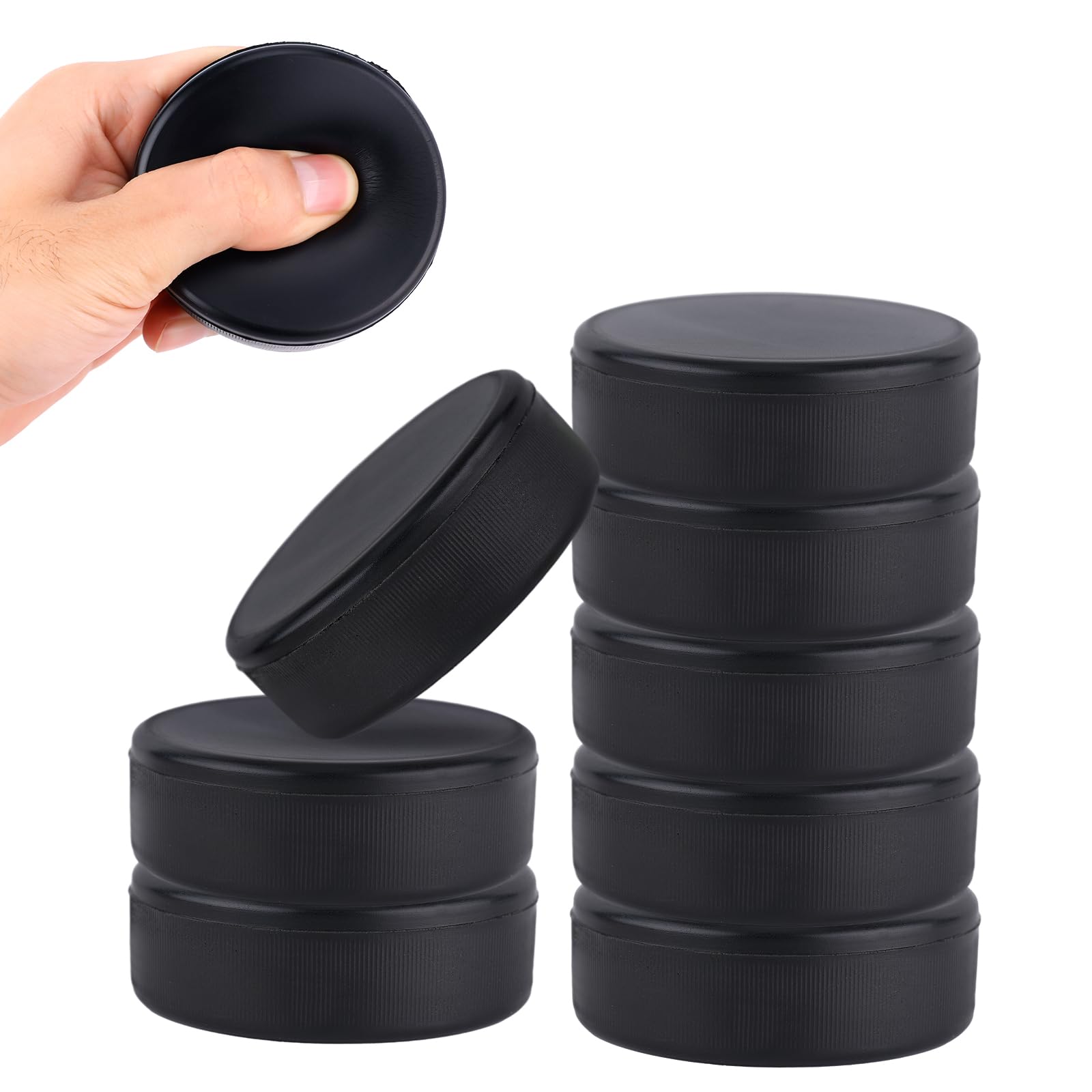Photo 1 of PEUTIER 8pcs Ice Hockey Pucks, Diameter 3 Inch/Thickness 1 Inch Lightweight Non-Rubber Soft Foam Hockey Pucks for Practice and Classic Training Indoor(Black)