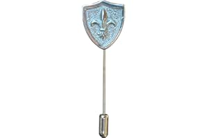 Fine Pewter Shield Fleur de LYS Lapel Pin or Tie Pin, Handcast by William Sturt