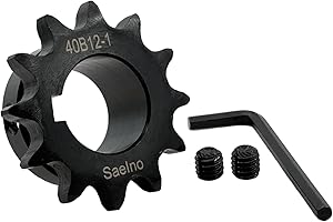 Saelno #40 Roller Chain Sprocket Type B 1 inch Bore 12 Tooth, Hardened Antirust 1045 Steel Drive Sprockets 40B12-1