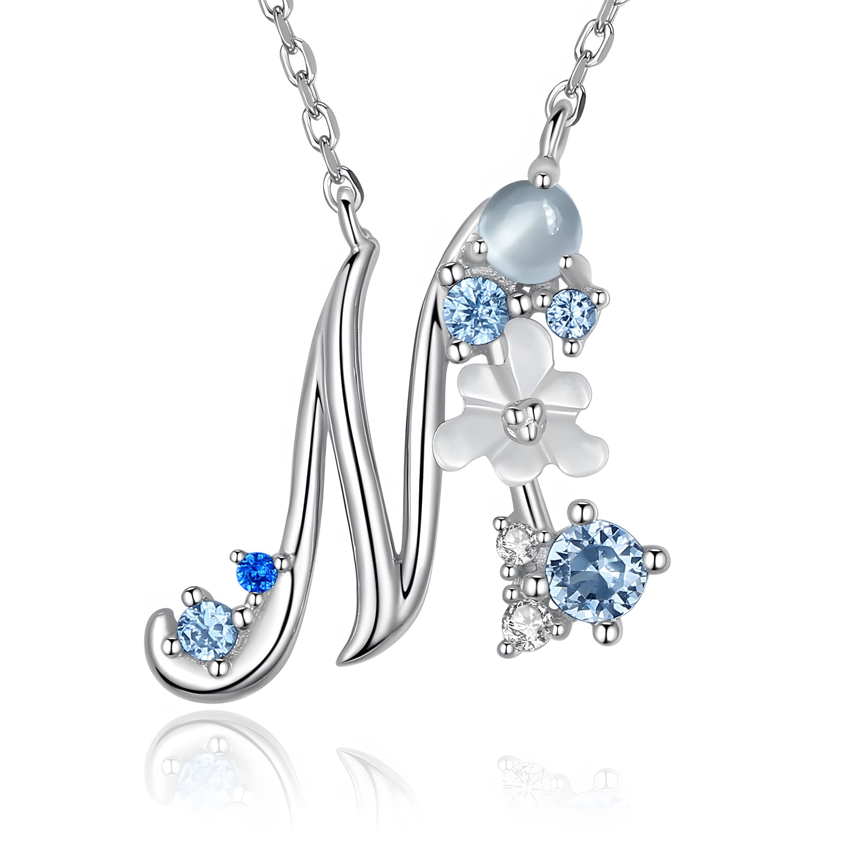 VIKI LYNN Letter M Initial Necklace 925 Sterling Silver Cubic Zirconia Personalised Gifts for Girls — image 1