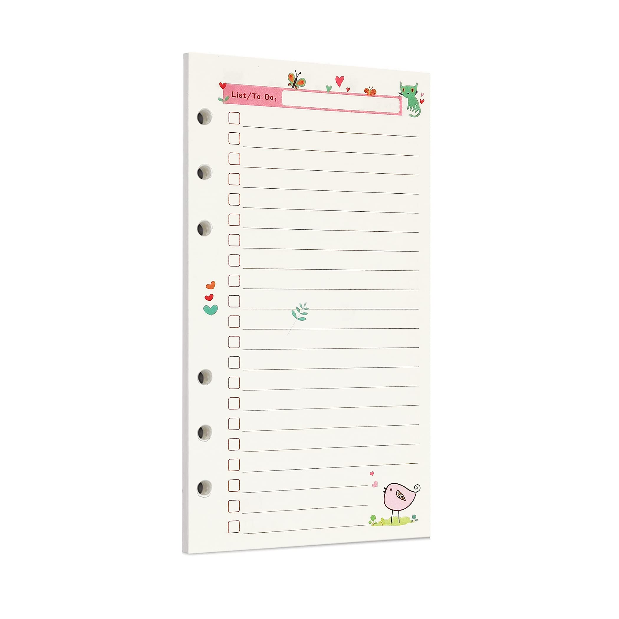 Zelten 45 Sheets 90 Pages Colorful Loose Leaf Punched Paper Refills Paper for 6 Hole Binder Personal Organizer Diary Notebook Refillable Planner (A6, Fairy Tale Todo List)