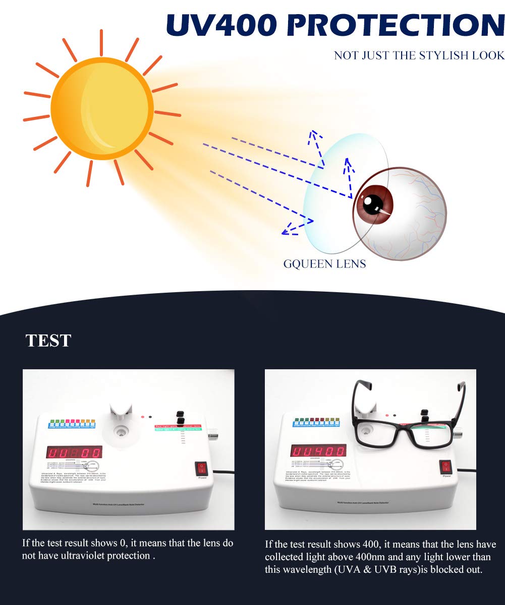 GQUEEN Fake Clear Glasses Non Prescription Glasses Eyeglasses Rectangular Frame, 201512