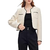 GOELIA 2026 Wool Blend Tweed Blazers for Women Spring Business Casual Knit Blazer Cropped Jacket for Work Daily Outwear