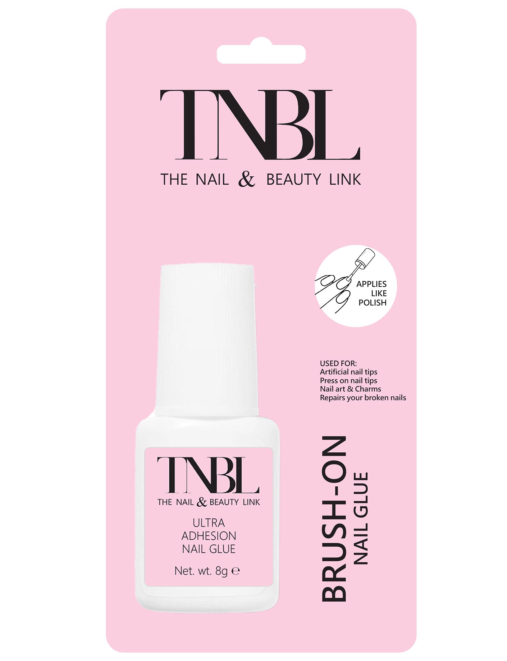 TNBL Ultra Adhesion 8g Brush-On Nail Glue - Super Bonding Formula for Artificial Nails, Press-On Nails, and Nail Jewelry