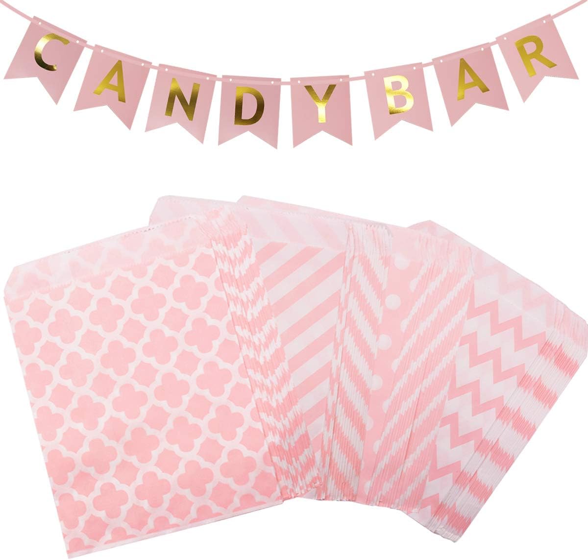 100 Sacchetti Cellophane Rosa Per Caramelle - Supporto Lotta Al Cancro Al Seno - Regalini Festa E Beneficenza