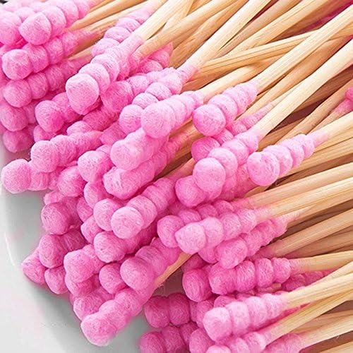 200 pcs/Box 100% Pure Cotton Buds, Long Wood Handle Double Head Cotton Swab Ears Cleaning Cosmetics Health Care Make up Remover Tool