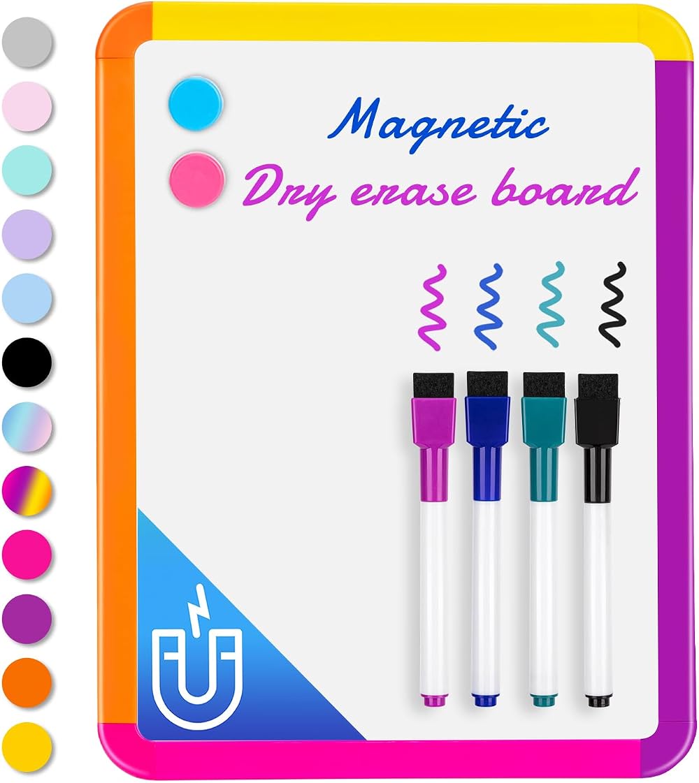 VUSIGN Small White Board 22x28 cm Magnetic Dry Erase with Markers