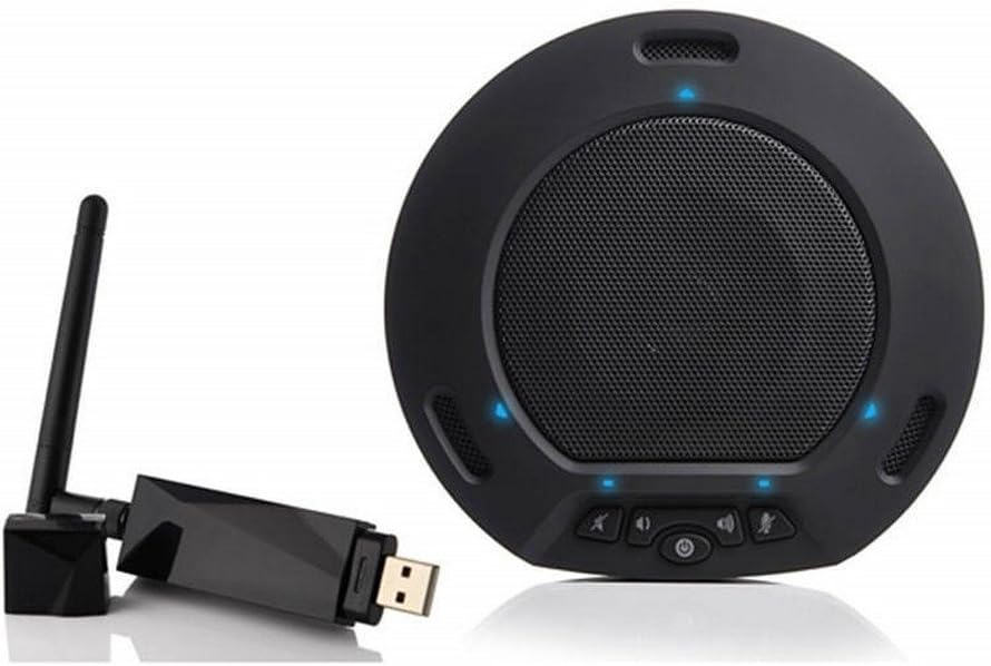 HuddleCamHD HP-AIR-BK | Wireless Speakerphone Echo Noise Cancellation 360 Omnidirectional USB Mic Black