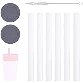 9pcs Replacement Straw Set, Plastic Tumbler Cup Straws with Cleaning Brush & Silicone Bottoms Reusable Water Bottle Accessories Part for Owala Kids Water Bottle 12oz & 15oz