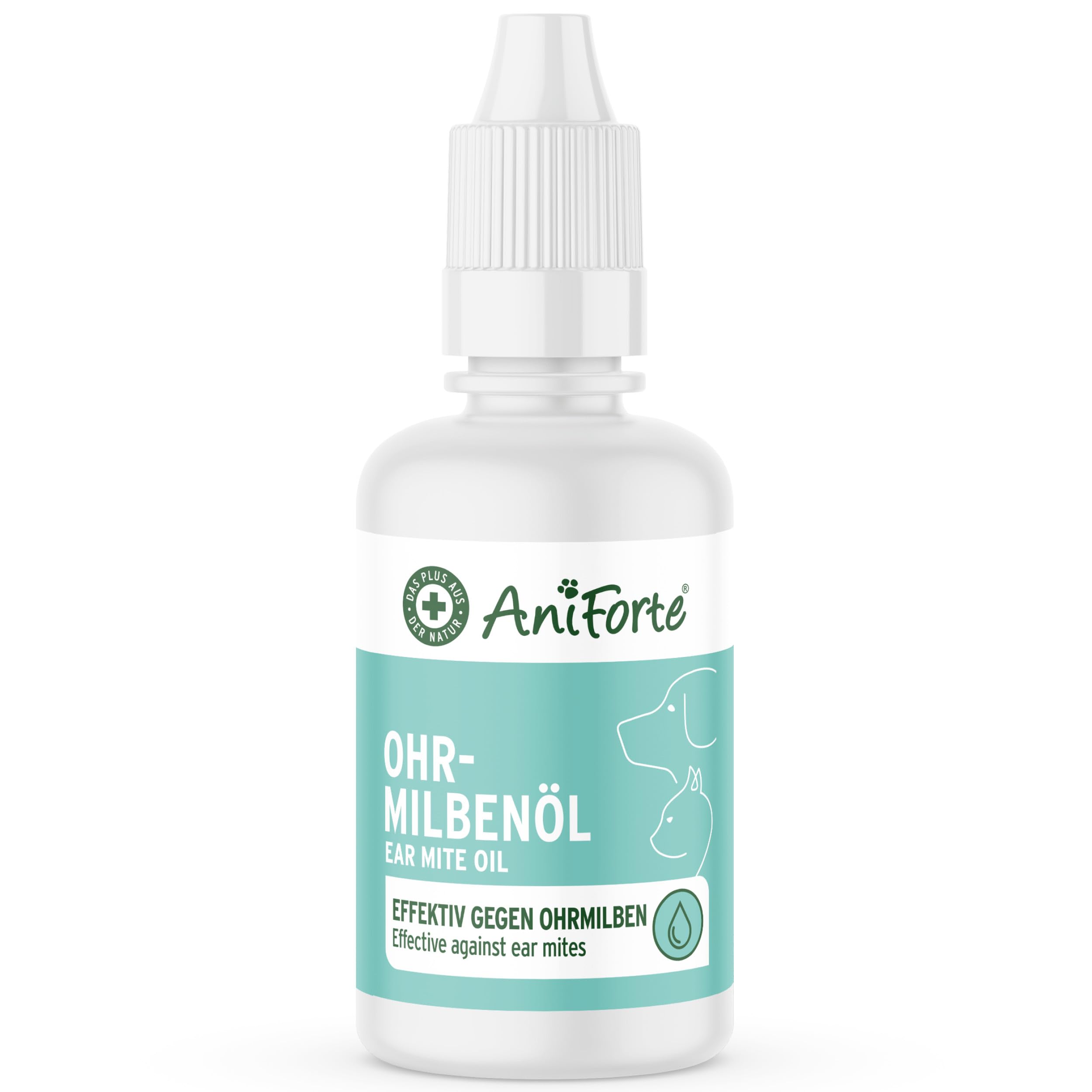 AniForte Ear Mite Oil for Dogs, Cats, Rodents, Pets 20ml - Gentle Ear Mites Removal, Ear Drops for Mites, Yeast Fungus, Itching in the Ear