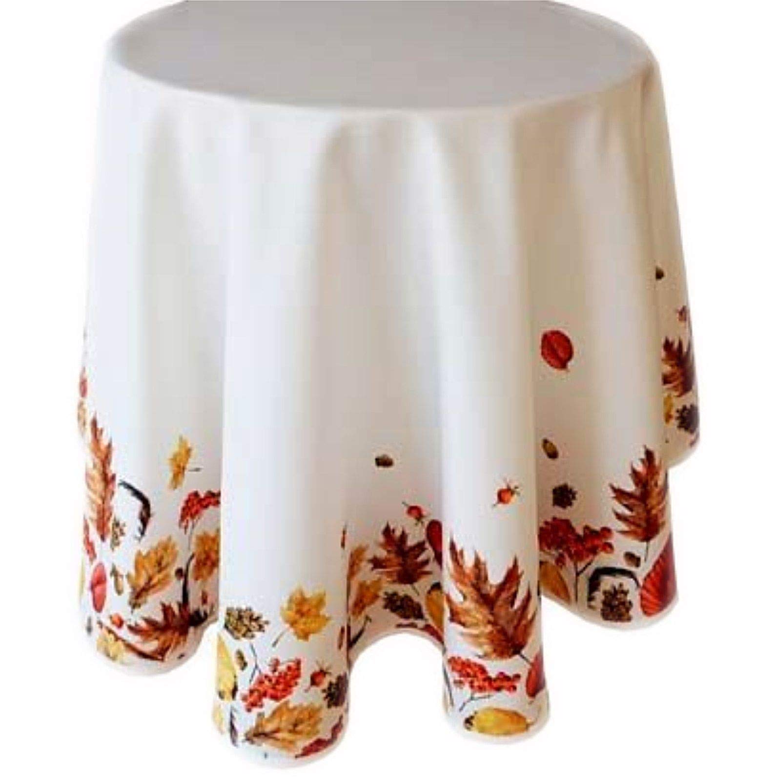 Raebel Table Cloth Autumn Easy Care Blanket Autumn Tablecloth Round White Autumn Leaves (150 cm)