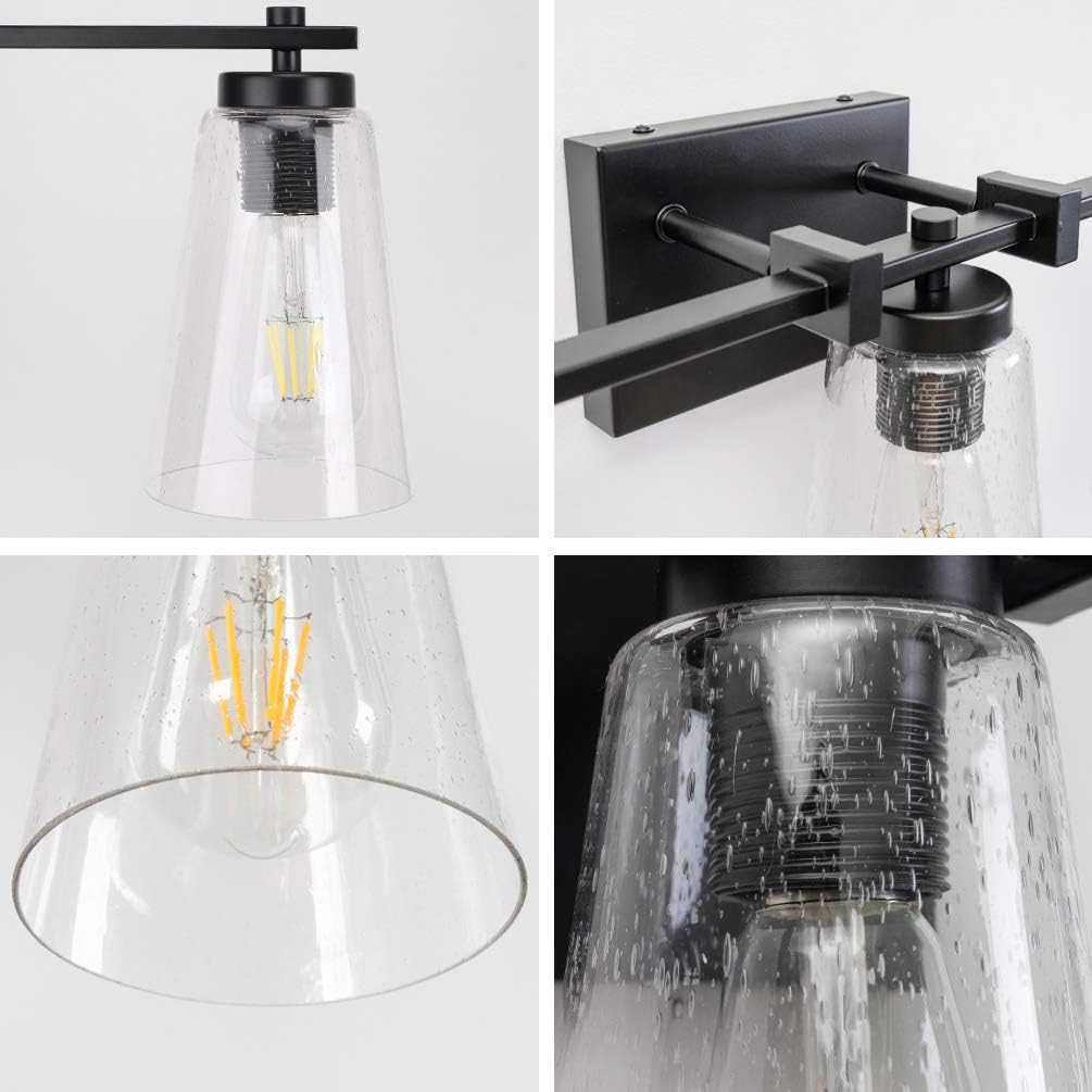 Aipsun Industrial Bathroom Vanity Light Black Vintage Bathroom Lighting Fixtures Vanity Light Fixtures for Bathroom 4-Light (Not Include Bulb) - - 