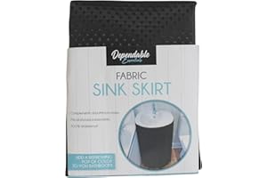HOME STYLE Under Sink Skirt with Adhesive Tape – Waterproof Bathroom & Kitchen Sink Cover for Extra Storage and Stylish Concealment Black Diamond Stitch