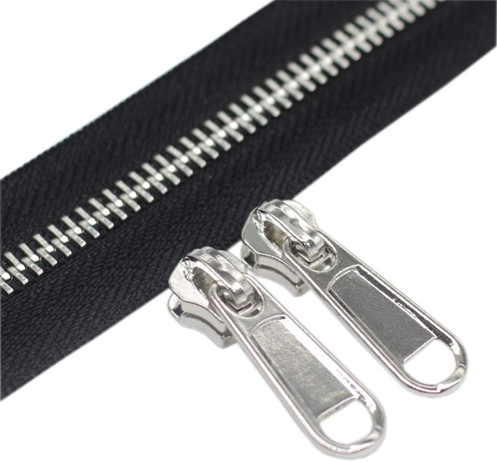 YaHoGa 5 Metal Zippers by The Yard Bulk 4 Yards + 10 pcs Sliders for Bags DIY