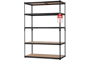 GARVEEHOME Garage Storage Shelves 5 Tiers, Heavy Duty Storage Shelving Racks with 2500 LBS Capacity, 48 " L x 18 in W x 72 in H Metal Adjustable Shelving Unit for Kitchen Pantry Basement Bathroom Laundry