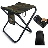 K-MingleSo Upgraded Portable Folding Stool, 13 Inch Camping Stool for Adults Fishing Hiking Gardening and Beach with Carry Bag, Hold Up to 450lbs[Camo]