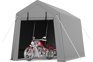 VerisShade 7 x 12 ft Carport Storage Shed, Shelter Logic with 2 Roll-up Zipper Door, Heavy Duty Waterproof Tarp, Storage Tent for Motorcycle, Bike, Garden Tools, Firewood